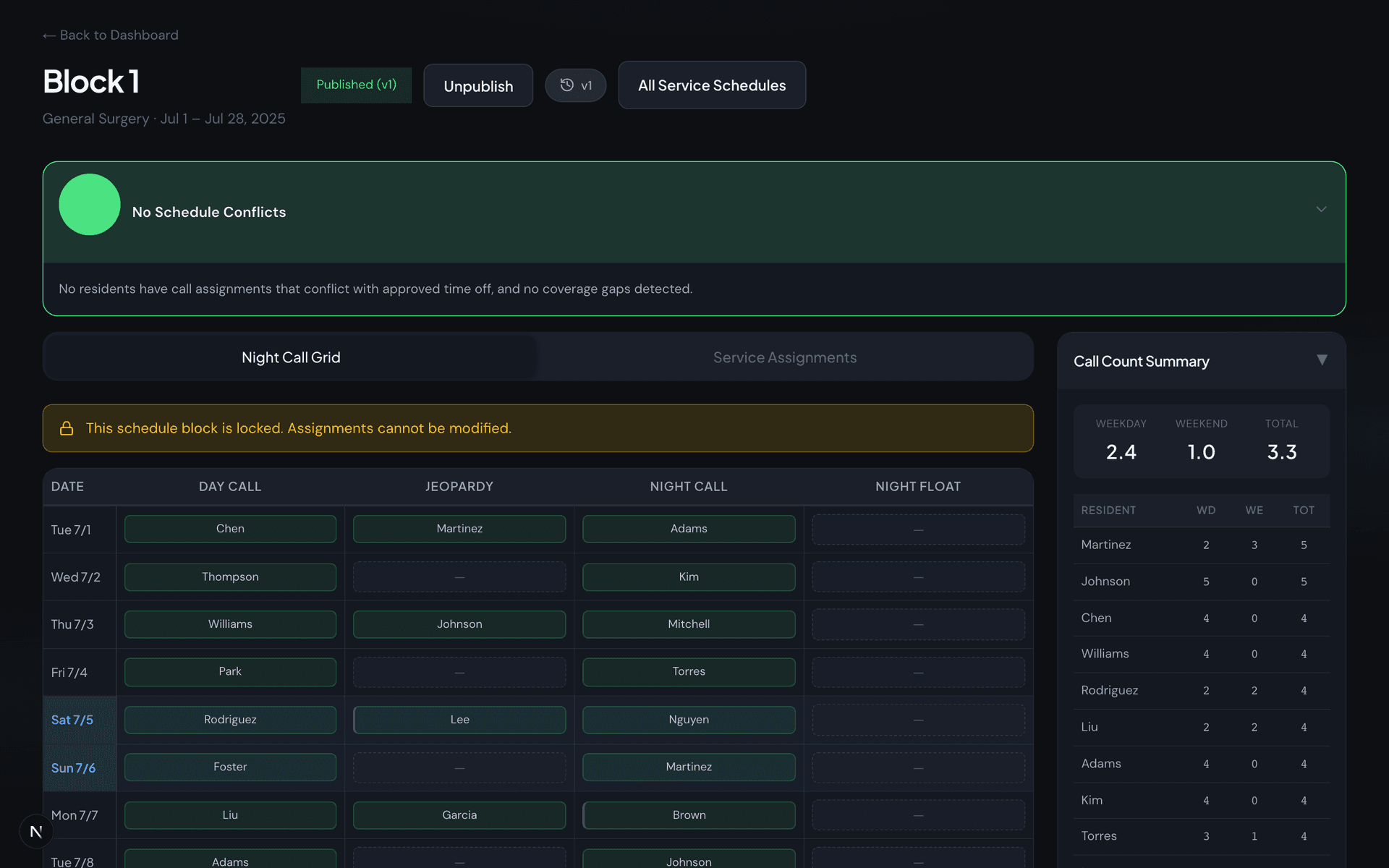 CallGrid schedule calendar view
